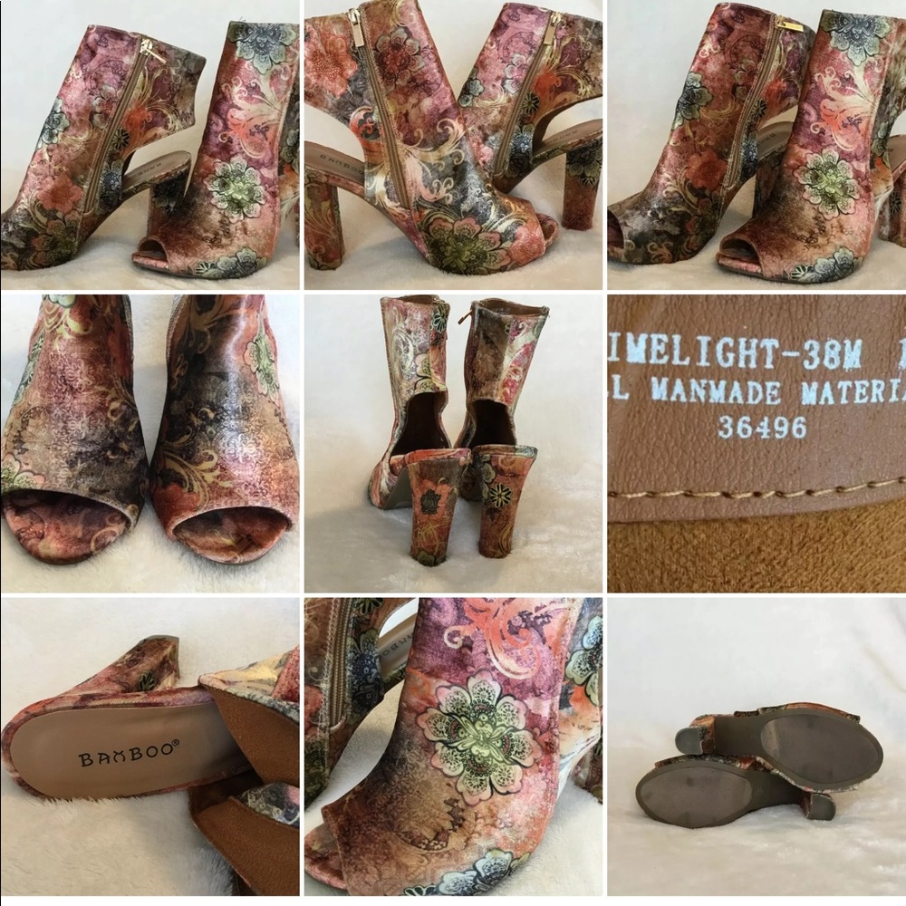 BAMBOO Floral Velvet Retro Style Boots
